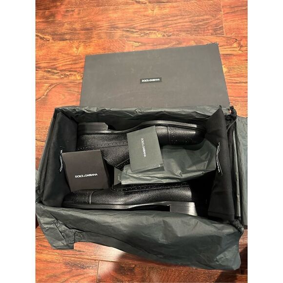 Dolce & Gabbana Men’s lace-ups black dress leather shoes size 8, NIB